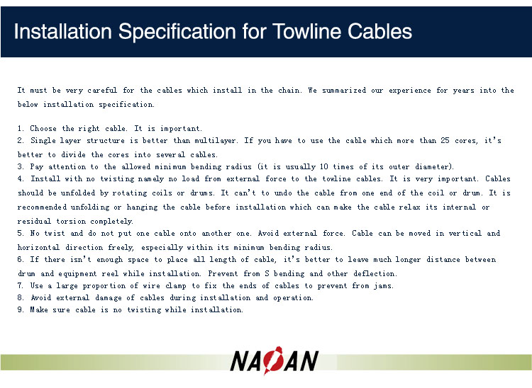 Installation Specification for Towline Cables
