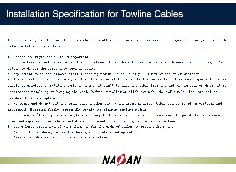 Installation Specification for Towline Cables